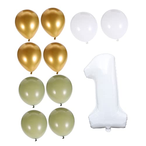 VICASKY 1 Satz Zahlenballon Luftballons zum 1. Geburtstag 1. Dekoration Weiße Buchstabenballons Salbeigrüner Ballon luftbalondeko party sachen Latexballons Ballon Nummer 1 Emulsion von VICASKY