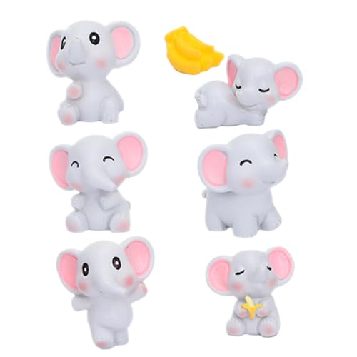 VICASKY 1 Set Mini Elefantenfiguren Aus Kunstharz Elefanten Kuchenaufsatz Mini Tiere Figuren Zootiere Miniatur Elefantenfiguren Elefanten Kuchendekoration Mini Tier Elefant Das von VICASKY