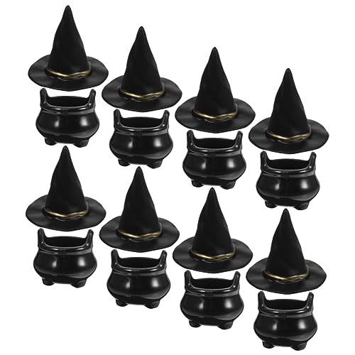 VICASKY 10 Sets Kleine Halloween-kessel-ornamente, Miniatur-hexenhüte, Mikro-landschafts-requisiten von VICASKY