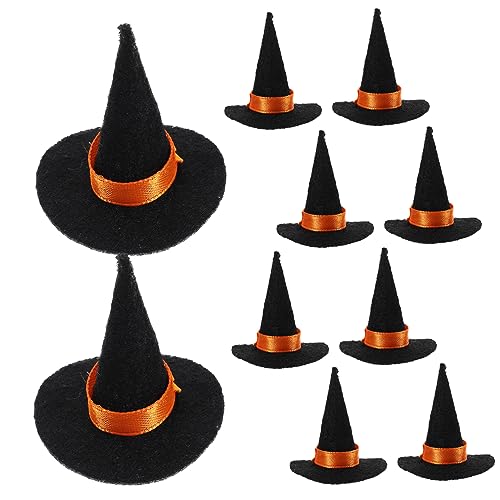 VICASKY 10 Stück Halloween Zwerghut Halloween Dekorationen Mini Hexenhut Für Party Schwebende Hexenhüte Miniatur Puppenhüte Hexenschwanz Hexenhut Halloween Hexenhut Mini Filzstoff von VICASKY