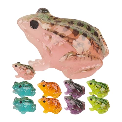 VICASKY 10 Stück Mikrolandschaftsfrosch Miniatur Dinosaurier Figuren Schwimmbad Mini-hausdekoration Tischdekoration Frosch-skulpturen- Mini-froschfigur Süßes Bürodekor Harz von VICASKY