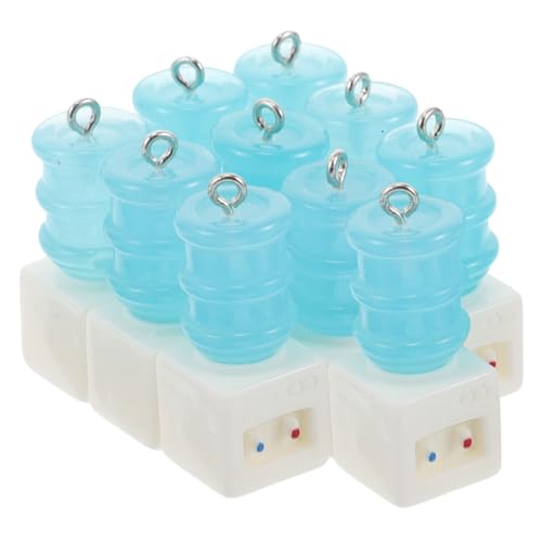 VICASKY 10 Stück Mini Wasserspender Anhänger Mini Rucksack Schlüsselanhänger Puppenhaus Zubehör Tassen Wasserflasche Badewannen Bubble Tee Strohhalme Süßer Lebensmittel von VICASKY