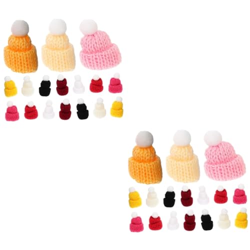 VICASKY 100 STK Mini-Mütze Mini Strickmützen Puppenhüte Puppe Hüte Dekoration Mini-Hut Mini-Weinflaschenhut Fingerhüte Mini Mini-Hüte kleine gewebte Hüte Gnomenhüte zum Basteln Polyester von VICASKY