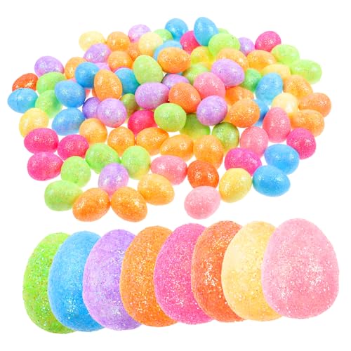 VICASKY 100St Bunte Schaumeier gesprenkelte Eier glitzernde Eier gefälschte Eier Mini-Glitzereier Mini-Glitzer-Eier ostereier easter egg decoration DIY-Ostereier Ei Dekoration von VICASKY