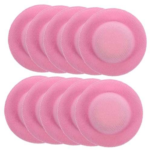 VICASKY 10St Mini-Strohhut Mini-Zylinder-Stirnbänder Wiedergeburtspuppen Hut für kleine Puppe Puppenhüte Mini-Enten Puppenhaushut Foto Requisite exquisites Hutdekor Bastelhut Flanell Rosa von VICASKY