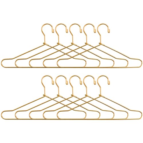 VICASKY 10St Puppenaufhänger Miniatur Mini- faltbar Kleiderbügel für Babykleidung Puppen Kleidung Puppen Klamotten Hanger Hemdenbügel Mini Kleiderbügel klein Eisen Golden von VICASKY