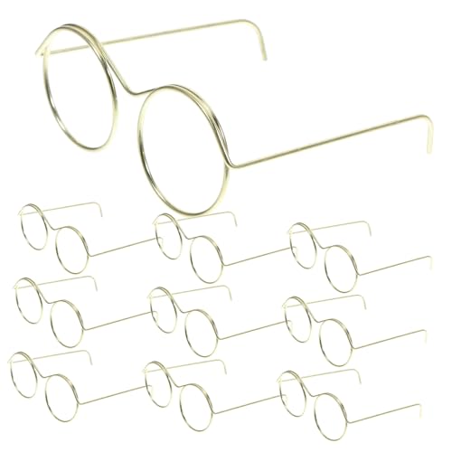 VICASKY 10St Puppenbrille Kreis-Sonnenbrille Puppen-Brillen- Kinder ferngläser kinderferngläser schnapsgläser Mini-Sonnenbrille für Puppen Mini-Gläser zum Basteln Stahl Golden von VICASKY