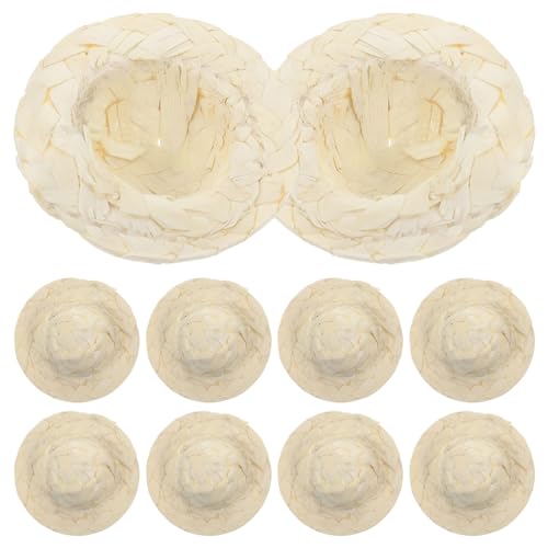 VICASKY 10St Puppenmütze Zubehör für Babypuppen Strohhüte zum Basteln Strohhut zum Basteln Mini-Strickmütze Mini-Puppenhüte kleines Deko-Accessoire Mini-Hut Miniatur-Puppenhaus-Webhut von VICASKY