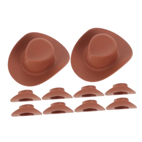 VICASKY 10St Spielzeughut Kinder kindergeschenke Puppenhut Handgefertigte Hutaccessoires für kindertag Puppenmütze aus Plastik Mini-Cowgirl-Hüte für Getränke Brown von VICASKY