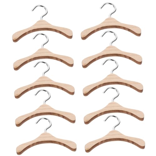 VICASKY 10pcs Holz Kleiderbügel Puppen Kleiderbügel Für Puppe Kleidung Zubehör 6cm Miniatur Puppen Kleiderbügel von VICASKY