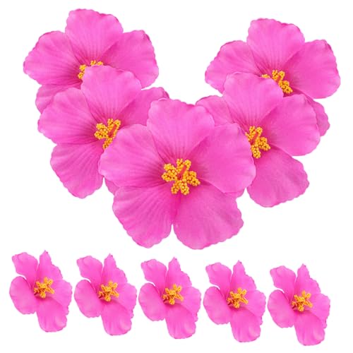 VICASKY 10st Künstliche Hibiskusblüte Baumwollliniendekoration Statuenmodell Zubehör Für Schwammkugeln Moos Zubehör Blumentopfständer Tropische Partydekoration Sommerblumen Perlen Rosy Eva von VICASKY