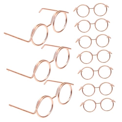 VICASKY 10st Puppenbrille Miniatur- Für Puppen Minibrille Für Puppen Rave-Brille in Herzform Sonnenbrillen Für Damen Gläser Masse Metall Rose Gold von VICASKY