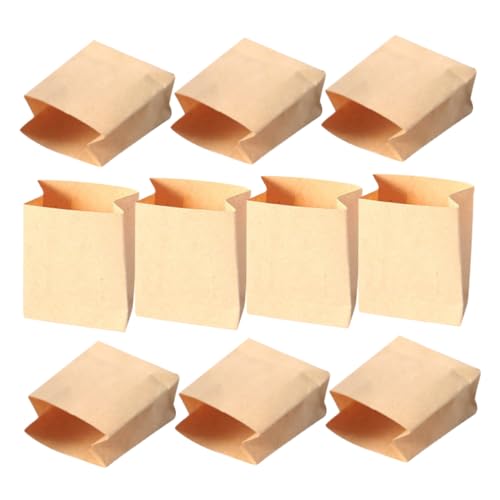 VICASKY 10st Puppenhaus-verpackungsbeutel Puppenhaus-küche Miniatur Kleine Papiertüte Dekor Für Verpackungstaschen Verpackungsbeutel Für Mini-hauskekse Mini-Dinge Kraftpapier Light Brown von VICASKY