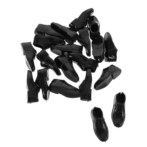 VICASKY 10st Schuhe Miniatur-Herrenschuhe Figurenschuhe Im Maßstab 1:6 Puppenhausdekorationen Herren Miniaturschuhe Puppen-minischuhe Puppe Verkleiden Sich Kleidung Black Plastik von VICASKY