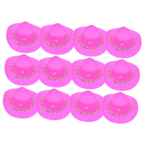 VICASKY 12 STK kleine Hüte doll Accessories nähgarn pink Puppenhut Puppenverkleidung rosa Cowboyhut für Damen Strass-Hut Rosa Hut dekorative Minihüte Puppen winzige Hüte Plastik von VICASKY