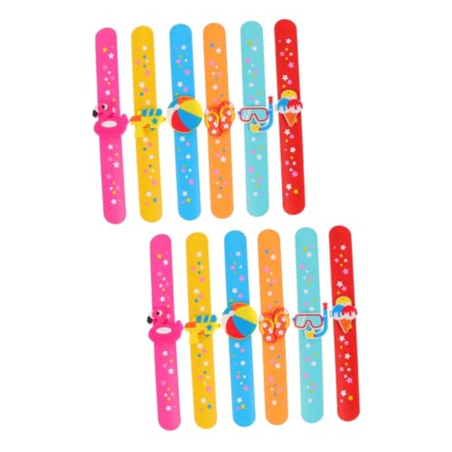 VICASKY 12 Stk Hawaii Streichelkreis Luau-gastgeschenke Geburtstagsgeschenke Im Klassenzimmer Flamingo-slap-armbänder Hawaii-armbänder Mit Druckknöpfen Kinder Dekor Luau-pinata-füller Pvc von VICASKY