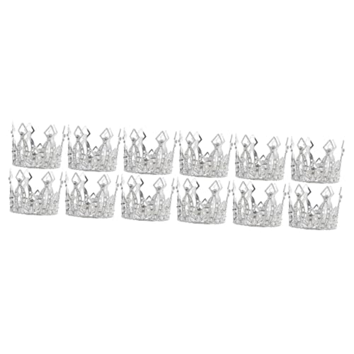 VICASKY 12 Stk Kuchen Krone hochzeitsdeko hochzeit deko torten deko hochzeitsdeco geschenkeidee Tiara Mini-Kronen-Kuchenaufsatz cajas Krone Tortenaufsatz Dessert-Dekor Zinklegierung Silver von VICASKY