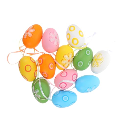 VICASKY 12 Stück Ostereier Eierpulver plastikeier für ostern basteln zu ostern easter decorations ozdoby wielkanocne dekoratives Ei Osterdekoration zu Hause Kunststoff- -Material Colorful von VICASKY