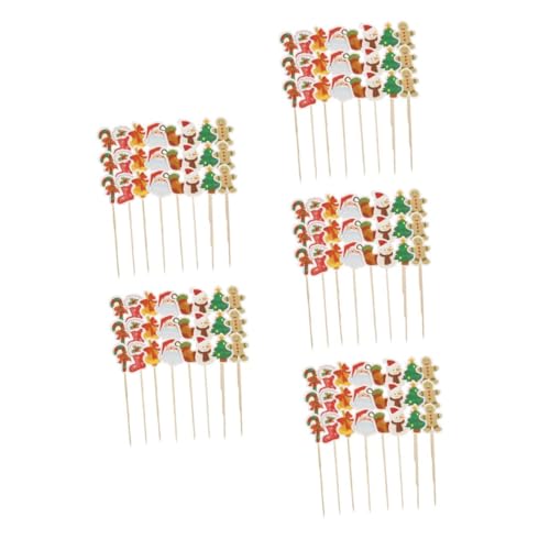 VICASKY 120 Stk Weihnachtsgeschirr Weihnachtsfeier Besteck Einfache Reinigung Besteck Hygienisches Esserlebnis mit Einwegutensilien Partydekoration dekorative Picks Cupcake-Topper hölzern von VICASKY