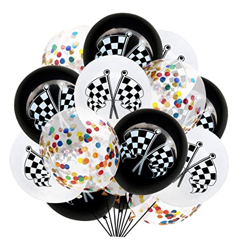 VICASKY 15St Rennballons konfettiballone ballon set ballonset dekoration party luftballons set Luftballons für Rennparty Rennen Latexballons Luftballons mit Zielflagge Colorful von VICASKY