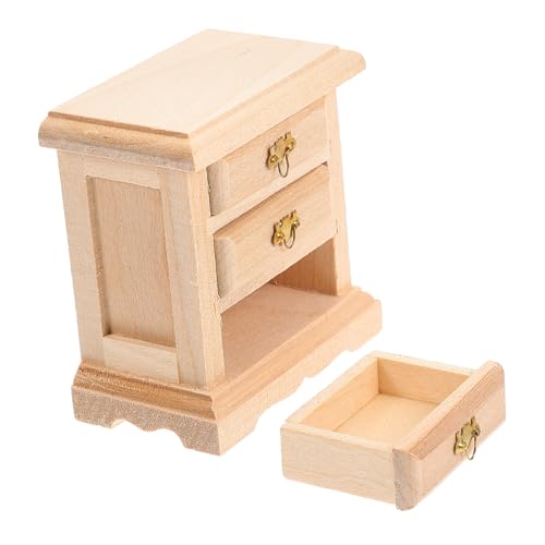 VICASKY 2 STK Nachttisch Modell Vintage-schminktisch Mini- -dekor Mini-hausmöbel Möbelzubehör Vintage-kommode Kindermöbel Puppenhaus-nachttisch Mikrospielzeug Miniatur-szenenmöbel Holz von VICASKY