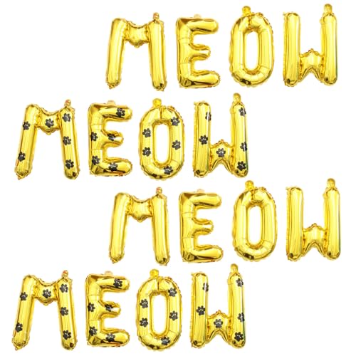 VICASKY 2 Sätze Katze Miau Ballon Luftballons Für Hochzeitsfeiern Partyballons Luftballons Zur Babyparty Katzenparty-banner Partyzubehör Haustier Ballons Aluminiumfolie Golden von VICASKY