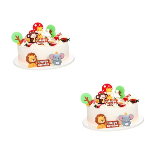 VICASKY 2 Sätze Kuchendekoration mit weichem Kleber geburtstagskuchen deko kuchen dekoration Cupcake-Topper für Babys Waldtierfiguren Löwendekorationen Kuchen Topper weiches Gummi von VICASKY