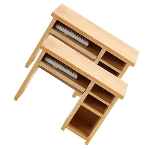 VICASKY 2 Sets Miniatur Computer Schreibtisch Holz Puppenhaus Möbel Mit Kommode Puppenhaus Dekoration Ideales Miniatur Bastelset Für Kreative Spielwelten Geeignet Für Ab 3 von VICASKY