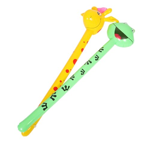 VICASKY 2 Stk Aufblasbare Spielzeuge Frosch in Die Luft Sprengen Spielzeugtiere Kleben Giraffen-handballon Tierischer Aufblasbarer Hammer Aufblasbarer Giraffenstab Zoo-gastgeschenke Pvc von VICASKY