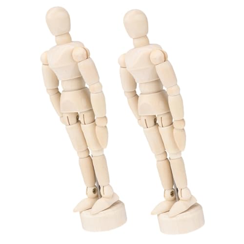 VICASKY 2 Stück Puppenmodell deko figur Gelenkige Holzpuppe Holzfiguren für kreative Projekte einstellbar Fingerpuppen Skulptur Mini roboter Kunst Mannequin Figur Kunstfigurenmodell Bambus von VICASKY