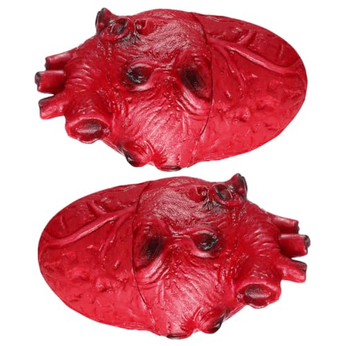 VICASKY 2 Stück Realistisches Herzmodell Partyzubehör Vinyl Herzen Rot Halloween Ornament von VICASKY