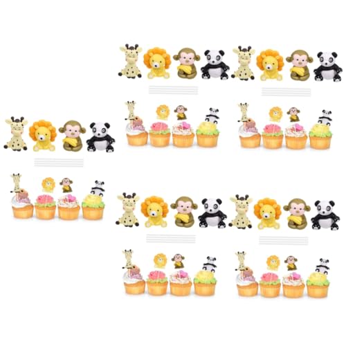 VICASKY 20 Stk Kucheneinsatz Dschungelthema Kuh-cupcake-topper Affen-kuchenspießer Party-kuchen-picks Tierische Cupcake-picks Cupcake-topper Mit Tieren Kuchendeckel Babyparty Pvc von VICASKY