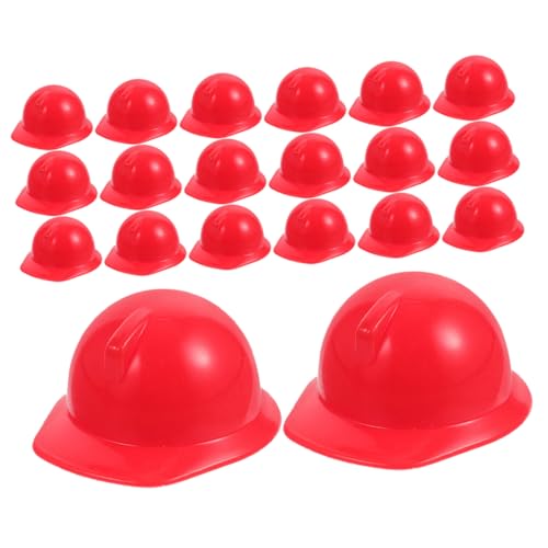 VICASKY 20 Stk Spielzeughelm Mini-Bauschutzhelme Mini-Sicherheitshut Miniaturpuppenhelme Puppenkleidung Accessoires Puppenhüte Schutzhelme für Miniaturpuppen Miniaturpuppenhut Abs rot von VICASKY