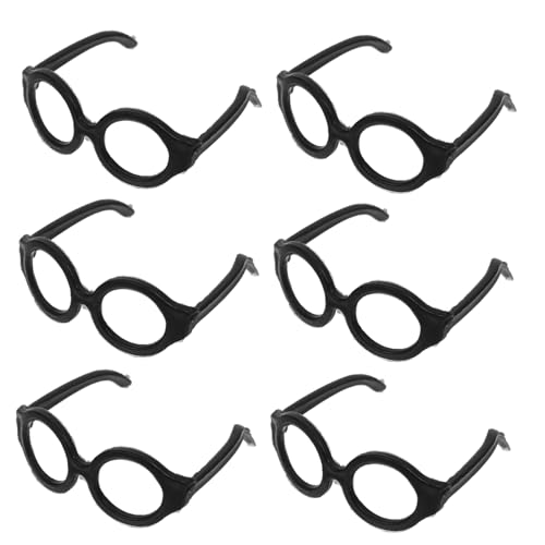 VICASKY 20 Stück Puppenbrille kinderspielzeug Kunststoff gläser Puppen Kleidung Puppenmode-Accessoire dekorative Glasdekore Puppe Mini-Brille Puppenzubehör Plastik Black von VICASKY