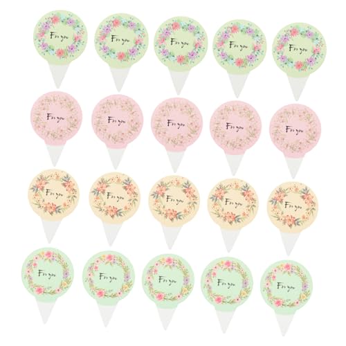 VICASKY 200St runder Torteneinsatz Cupcake-Topper Kuchendekorationen party decoration party dekoration hochzeitsdeko praktische Kuchendekoration Torteneinlagen mit Blumenmuster Papier von VICASKY