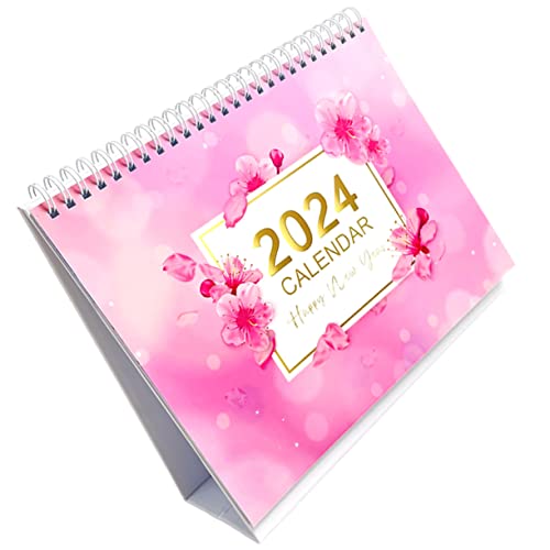 VICASKY 2024 Stehender Tischkalender Mit Flip-Monatsansicht Und Spiralbindung – Inklusive To-Do Liste Und Notizblöcken Für Büro Und Zuhause – Rosa Farbdesign Für Stilvolle Planung von VICASKY