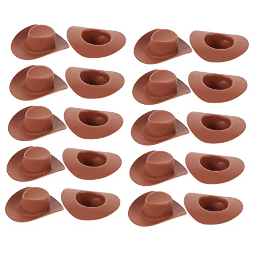 VICASKY 20St Mini-Cowboyhut für kinderspielzeug weihnacjtsdeko Geburtstagsgeschenk geldgeschenke Weihnachten Puppenhüte Miniaturhüte Miniaturhut Plastik Brown von VICASKY