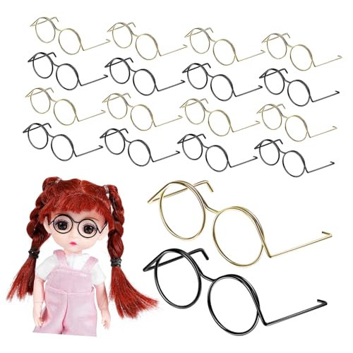 VICASKY 20st Puppe Universelle Kleine Augen Puppenhausbrille Bastelpuppenbrille Minipuppe Miniaturgläser Betrunkene Brille Weihnachtsmann-Brille Für Puppen Zubehör Drahtbrille Kupfer von VICASKY