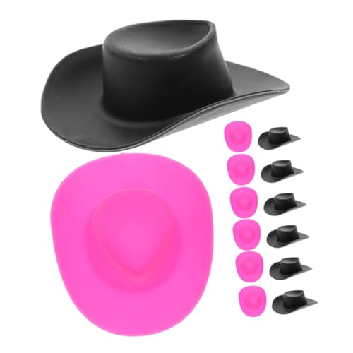 VICASKY 20st Spielzeugpuppenhut Kleidung Für Puppen Kleiner Hut Miniatur-cowboyhut Plüsch Cowgirl Zubehör Für Babypuppen Kleidung Für Neugeborene Mini-Hut Mini-Enten Hüte Plastik Rosy von VICASKY