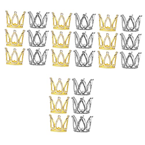 VICASKY 24 Stk Kronenkuchen dekorieren goldene Tiara Kuchenperle Kronen-Kuchenornament hochzeitsdeko cake decoration for Tiara-Kuchenverzierung Krone schmücken für Kuchen Metall von VICASKY