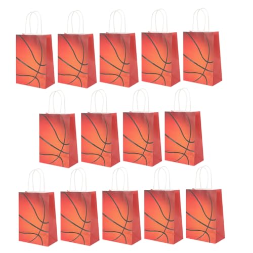 VICASKY 24 Stück Basketball Party Geschenktüten Tragetaschen Beutel Papiertüten Verpackungsbeutel Basketball Leckerli Taschen Für Team Behälter Verpackungstüten Basketball von VICASKY