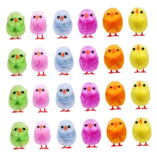 VICASKY 24Pcs Deko- für Küken easter chicks osterbastelei 0stergeschenke Gartenlandschaft Kükendekor Miniaturhühner spielzeuge gefülltes Küken-Modell gefälschte Osterhühner Samt von VICASKY