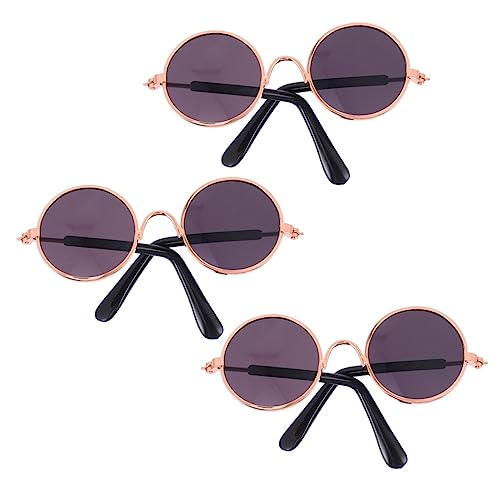 VICASKY 2St Mini-Brille Retro-Sonnenbrille Auto Figuren Sitz tierkostüme Puppen Kleidung Puppenkleidung Haustier Sonnenbrille Puppe Sonnenbrille Requisiten Eisenlegierung Black von VICASKY