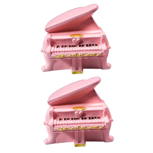 VICASKY 2St Piano-Modell 1 12 Klavier Miniatur-Puppenklavier Wohnkultur Mini-Klavierfigur Ornamente Piano House Decoration Mini-Spieluhr dekoratives Klavier DIY-Requisite Harz Rosa von VICASKY