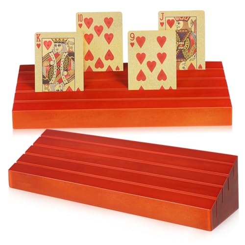 VICASKY Hölzerner Pokerkartenständer 2-teiliger Kartenhalter für Spielkarten-Design Organisierter Kartenständer Spielkarten-Rack-Slots von VICASKY