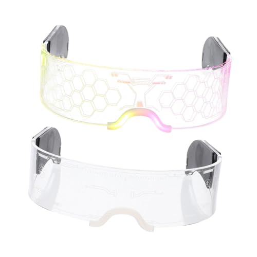 VICASKY 2St leuchtende Gläser futuristische Brille leichte Brille Vintage-Party Halloween-Requisiten Retro-Sonnenbrille Neon-LED halloween brillen leuchtbrillen LED-Brille Neonbrille Acryl von VICASKY