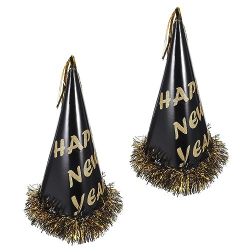 VICASKY 2St weihnachts party weihnachten party Neujahrsparty Zubehör neujahrsfeier hüte Silvestermützen Partypapierhüte für Erwachsene Partyhüte für das neue Jahr Aluminiumfolie Black von VICASKY