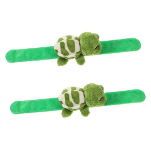 VICASKY 2er Set üsch Schildkröte Slap Bracelet Kuscheltier Slap Band Dekorativer Tier Hugger Für Partytüten Grünes Design von VICASKY