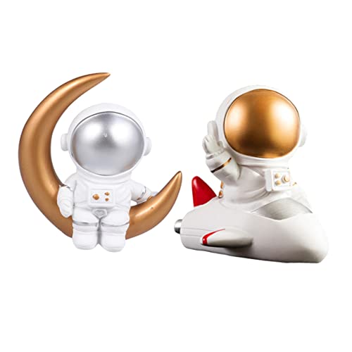 VICASKY 2st Astronauten-ornamente Kuchen-tischdekorationen Astronautenfiguren Hochzeitstorte-dekor Astronauten-partytisch Süßes Astronautenmodell Raumfahrerfiguren Cupcake-topper Harz von VICASKY