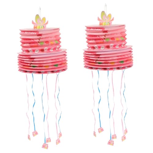 VICASKY 2st Mini-pull-pina Geburtstag Piñata Pinata-spielzeug Für Kinder Auseinander Pinata Cupcake-piñata Luau Event Pinata Requisiten Draussen Taco-dekorationen Outdoor-dekor Papier Rosa von VICASKY